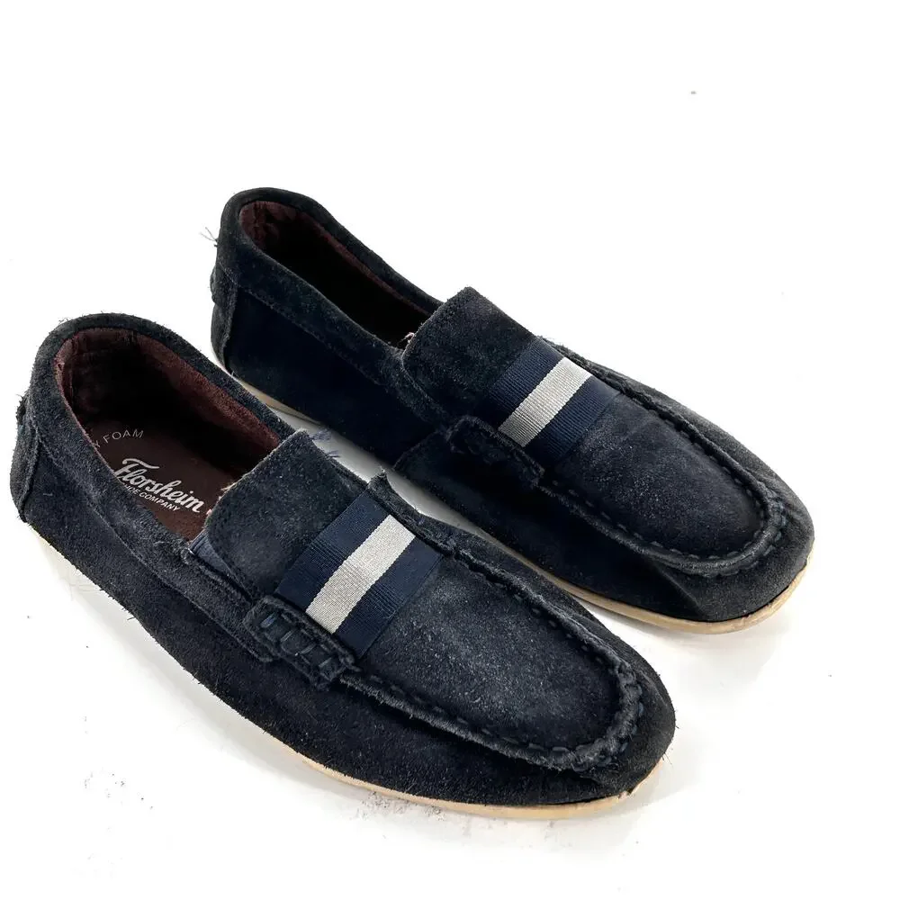 Florsheim Kids Boys Suede Loafers 4 Navy Blue Dress Shoes